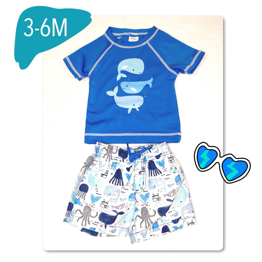 Baby Boys Whales & Sea Creatures Swim Set 3-6M